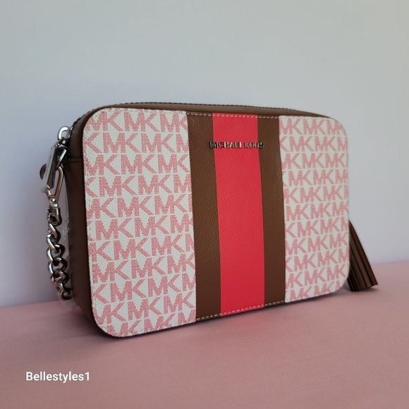 MICHAEL KORS Jet Set Medium Signature Logo Print Camera Bag-Geranium Multi - Picture 4 of 16